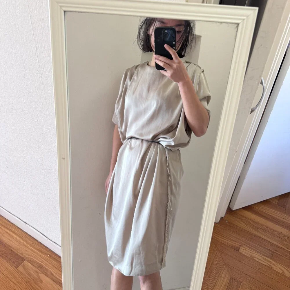 Acne Studios Bacall beige champagne mini dress FR 34 US 2 - Picture 4 of 13
